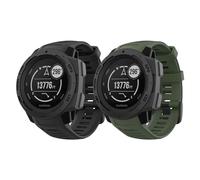 MoKo 2PZS Correa Compatible con Garmin Instinct/Instinct Solar/Tactical/Instinct 2, 4.92"-7.87" (125-200 mm) Pulsera Deportivo de Repuesto de Silicona Suave, Negro + Verde Militar