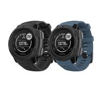 MoKo 2PZS Correa Compatible con Garmin Instinct/Instinct Solar/Tactical/Instinct 2, 4.92"-7.87" (125mm - 200mm) Pulsera Deportivo de Repuesto de Silicona Suave, Negro/Azul Huracán