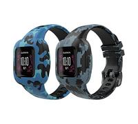 MoKo 2PZS Correa Reloj Compatible con Garmin Vivofit JR 3, Pulsera de Repuesto Silicona Suave, Azul Camuflaje & Mosaico