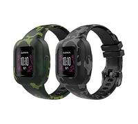 MoKo 2PZS Correa Reloj Compatible con Garmin Vivofit JR 3, Pulsera de Repuesto Silicona Suave, Verde Camuflaje & Gris Camuflaje