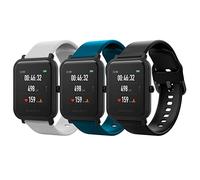 MoKo 3 Pack Correas Compatible con Amazfit Active/Active 2/GTS/GTS 2/2 Mini/2e/3/4/4 Mini/Bip 3/3 Pro/Bip U/U Pro/Lite/GTR Mini/42mm, 20mm Pulsera Deportiva de Silicona Suave para Mujer Hombre, G+AO+N