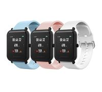 MoKo 3 Pack Correas Compatible con Amazfit Active/Active 2/GTS/GTS 2/2 Mini/2e/3/4/4 Mini/Bip 3/3 Pro/Bip U/U Pro/Lite/GTR Mini/42mm, 20mm Pulsera Deportiva de Silicona Suave para Mujer Hombre, AC+R+B