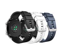 MoKo 3 Pack Correas Compatible con Huawei Watch GT5/GT5 Pro 46mm/GT4 46mm/GT3/GT3 Pro/GT/GT2/GT2 Pro/GT2e/Watch 4/4 Pro/3/3 Pro, 22mm Pulsera Deportiva de Silicona Suave para Hombre Mujer, B/N/Am