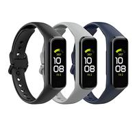 MoKo 3 Pack Correas Compatible con Samsung Galaxy Fit 2, Pulsera Deportiva de Repuesto de TPE Suave para Mujer Hombre, Negro/Gris Claro/Azul Oscuro