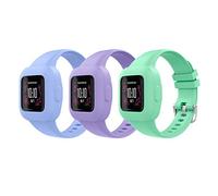 MoKo 3 PZS Correa Compatible con Garmin Vivofit JR 3 para Niños, Pulsera Ajustable de Repuesto de Silicona Suave, Verde + Púrpura + Azul Margarita