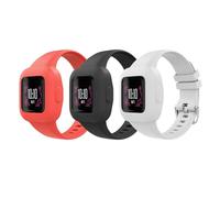 MoKo 3 PZS Correa Compatible con Garmin Vivofit JR 3 para Niños, Pulsera Ajustable de Repuesto de Silicona Suave, Negro + Rojo Brillante + Blanco