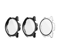 MoKo 3 PZS Funda Protectora Compatible con Amazfit GTR 3/3 Pro, PC Duro HD Protección Completa Carcasa con Protector de Pantalla de Cristal Templado Ultradelgado - Negro/Negro/Transparente