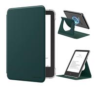 MoKo 360° Funda Giratoria para 6" All-New Kindle (11ª Generación-2024/2022), Transparente Trasera Desmontable Magnético de Protección Ajustable Stand Cover con Auto Wake/Sleep, Verde Noche