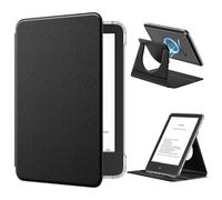 MoKo 360° Funda Giratoria para 6" All-New Kindle (11ª Generación-2024/2022), Transparente Trasera Desmontable Magnético de Protección Ajustable Stand Cover con Auto Wake/Sleep, Negro