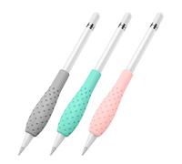 MoKo 3PZS Funda de Agarre Compatible con Apple Pencil 1/2, Protectora Antideslizante de Silicona para Mejorar la Comodidad Compatible con iPad Pro 11/9.7/10.5/12.9 / iPad 2021 - Gris + Rosa + Verde