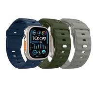 MoKo 3PZS Ocean Correa para Apple Watch Ultra 2 49mm 45mm 44mm 42mm para Hombres y Mujeres, Correa Recambio Silicona para iWatch Series 9 8 7 6 5 4 3 SE Ultra 2 1, Verde Militar/Azul Profundo/Piedra