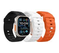 MoKo 3PZS Ocean Correa para Apple Watch Ultra2 49mm 46mm 45mm 44mm 42mm para Hombres y Mujeres,Silicona Pulsera Deportiva Correa para iWatch Serie 10 9 8 7 6 5 4 3 SE Ultra2,Negro/Naranja/Blanco