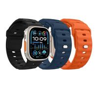 MoKo 3PZS Ocean Correa para Apple Watch Ultra 3/2/1 49mm,S11/S10 46mm,9/8/7 45mm,SE3/SE2/SE/6/5/4 44mm,3/2/1 42mm,Silicona Pulsera Deportiva Correa para Hombres y Mujeres,Negro/Naranja/Azul Oscuro