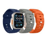MoKo 3PZS Ocean Correa para Apple Watch Ultra2 49mm 46mm 45mm 44mm 42mm para Hombres y Mujeres,Silicona Pulsera Deportiva Correa para iWatch Serie 10 9 8 7 6 5 4 3 SE Ultra2,Azul Noche/Naranja/Piedra