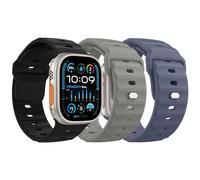 MoKo 3PZS Ocean Correa para Apple Watch Ultra2 49mm 46mm 45mm 44mm 42mm para Hombres y Mujeres,Silicona Pulsera Deportiva Correa para iWatch Serie 10 9 8 7 6 5 4 3 SE Ultra2,Negro/Gris Azul/Piedra