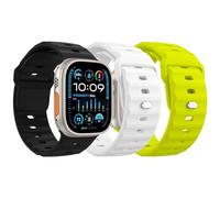 MoKo 3PZS Ocean Correa para Apple Watch Ultra2 49mm 46mm 45mm 44mm 42mm para Hombres y Mujeres,Silicona Pulsera Deportiva Correa para iWatch Serie 10 9 8 7 6 5 4 3 SE Ultra2,Verde Fluo/Blanco/Negro