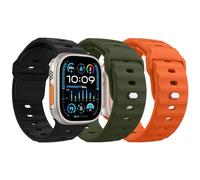 MoKo 3PZS Ocean Correa para Apple Watch Ultra2 49mm 46mm 45mm 44mm 42mm para Hombres y Mujeres,Silicona Pulsera Deportiva Correa para iWatch Serie 10 9 8 7 6 5 4 3 SE Ultra2,Negro/Naranja/VerdeMilitar