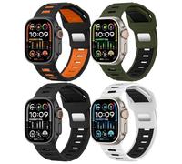 MoKo 4 Piezas Correa compatible con Correas Apple Watch Ultra 2/Ultra 49mm 46mm 45mm 44mm Hombre, Silicona Pulsera Suave Deportiva Correa para iWatch Series SE 10 9 8 7 6 5 4 3 2 1 Ultra 2 1,Multi-C H