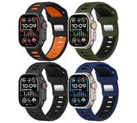MoKo 4 Piezas Correa compatible con Correas Apple Watch Ultra 2/Ultra 49mm 46mm 45mm 44mm Hombre, Silicona Pulsera Suave Deportiva Correa para iWatch Series SE 10 9 8 7 6 5 4 3 2 1 Ultra 2 1,Multi-C A