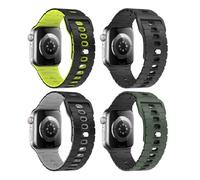 MoKo 4Piezas Banda Oceánica Compatible con Apple Watch Apple Watch Ultra 3/2/1 49mm,S11/S10 46mm,9/8/7 45mm,SE3/SE2/SE/6/5/4 44mm,3/2/1 42mm, Correa Silicona Ajustable con Conector Metálico, Color H