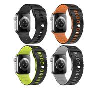 MoKo 4Piezas Banda Oceánica Compatible con Apple Watch Ultra 2/Ultra 49mm,S10 46mm,9/8/7 45mm,SE2/SE/6/5/4 44mm,3/2/1 42mm, Correa de Silicona Ajustable con Conector Metálico, MultiColor D