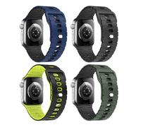 MoKo 4Piezas Banda Oceánica Compatible con Apple Watch Ultra 2/Ultra 49mm,S10 46mm,9/8/7 45mm,SE2/SE/6/5/4 44mm,3/2/1 42mm, Correa de Silicona Ajustable con Conector Metálico, MultiColor C