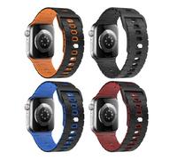 MoKo 4Piezas Banda Oceánica Compatible con Apple Watch Ultra 2/Ultra 49mm,S10 46mm,9/8/7 45mm,SE2/SE/6/5/4 44mm,3/2/1 42mm, Correa de Silicona Ajustable con Conector Metálico, MultiColor E