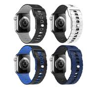 MoKo 4Piezas Banda Oceánica Compatible con Apple Watch Ultra 2/Ultra 49mm,S10 46mm,9/8/7 45mm,SE2/SE/6/5/4 44mm,3/2/1 42mm, Correa de Silicona Ajustable con Conector Metálico, MultiColor A