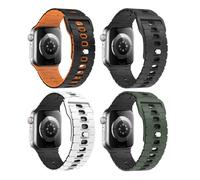 MoKo 4Piezas Banda Oceánica Compatible con Apple Watch Ultra 2/Ultra 49mm,S10 46mm,9/8/7 45mm,SE2/SE/6/5/4 44mm,3/2/1 42mm, Correa de Silicona Ajustable con Conector Metálico, MultiColor F