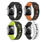 MoKo 4Piezas Banda Oceánica Compatible con Apple Watch Ultra 2/Ultra 49mm,S10 46mm,9/8/7 45mm,SE2/SE/6/5/4 44mm,3/2/1 42mm, Correa de Silicona Ajustable con Conector Metálico, MultiColor B