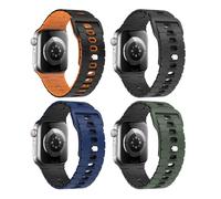 MoKo 4Piezas Banda Oceánica Compatible con Apple Watch Ultra 2/Ultra 49mm,S10 46mm,9/8/7 45mm,SE2/SE/6/5/4 44mm,3/2/1 42mm, Correa de Silicona Ajustable con Conector Metálico, MultiColor G
