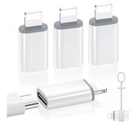 MoKo 4PZS Adaptador USB C a Lightning, No para Audio/OTG, Adaptador Lightning Macho a USB C Hembra para iPhone Serie 14/13/12/11/X, Soporta Carga y Sincronización de Datos,con Lazo Anti-Pérdida,Blanco
