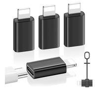 MoKo 4PZS Adaptador USB C a Lightning, No para Audio/OTG, Adaptador Lightning Macho a USB C Hembra para iPhone Serie 14/13/12/11/X, Soporta Carga y Sincronización de Datos,con Lazo Anti-Pérdida, Negro