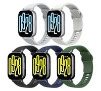 MoKo 5 Pack Correas Deportivas Compatible con Xiaomi Redmi Watch 5 Active/5 Lite, 22mm Pulsera de Silicona Suave de Repuesto para Hombre Mujer, Bk+IBlu+DkGrn+IWht+CnGry