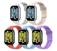 MoKo 5 Pack Correas Deportivas Compatible con Xiaomi Redmi Watch 5 Active/5 Lite, 22mm Pulsera de Silicona Suave de Repuesto para Hombre Mujer, Or+Wht+Prl+Blu+LPnk