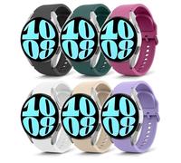 MoKo 6 Pack Correa Deportiva Compatible con Samsung Galaxy Watch 7 FE 6 5 4 40mm 44mm/Watch 4 6 Classic 42mm 46mm 43mm 47mm/5 Pro 45mm, 20mm Pulsera de Silicona Suave para Hombre Mujer, Multicolor D