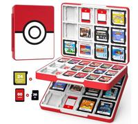 MoKo 60 Ranuras Estuche de Juegos para Switch 2/3DS/2DS, Estuche Juego 3DS, Funda de Tarjeta de Juego con 24 Ranura para Tarjetas 3DSXL/DS/DSi & 36 Ranura para Tarjetas SD, Bola Roja