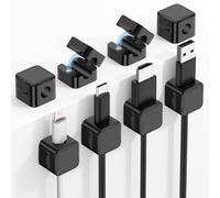MoKo 8 Piezas Soporte de Cable, Clip de Cable Magnético, Organizador Cable Escritorio Ajustables, Autoadhesivo Sujetacables Cable Management para Escritorio, Cocina, Oficina, Coche, Pared, Negro