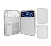 MoKo 9-11" Funda de la Tableta,se Adapta a 11" iPad Air M3, iPad A16 2025, Pro 11 M4, iPad 10/9/8/7th, Galaxy Tab S9/S8/A8/A7, Bolsa de protección Funda de Transporte con Bolsillo, Blanco Gris