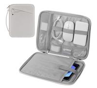 MoKo 9-11" Tablet Funda de Transporte con asa,Acolchada Bolsa de Viaje de protección para el Nuevo 11" iPad Air M3 2025, iPad A16 11 », iPad Pro 11 M4, iPad 10/9/8/7th, Tab S9/S8 11, Blanco Gris