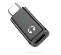 MoKo Adaptador de Lightning a USB C Audio con Control de Línea, Adaptador Lightning a USB C para Auriculares para iPhone 16 15 Pro MAX Plus, MacBook, Galaxy S24, iPad, No para Carga/Microfono, Negro