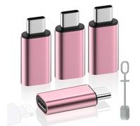 MoKo Adaptador Lightning a USB C, 4 Piezas Adaptador de iPhone a Tipo C para iPhone 16/16 Pro/15 Pro Max/15 Plus, Galaxy S24/S23, iPad, Adaptador USB C a Lightning, NO para Auriculares/OTG, Rosa