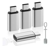 MoKo Adaptador Lightning a USB C, 4 Piezas, Compatible con iPhone 17/17 Pro/17 Pro Max, iPhone Air, iPad Pro/Air, Galaxy S25 S24, Adaptador USB C a Lightning, NO para Auriculares/OTG, Plata