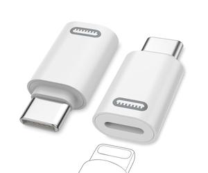 MoKo Adaptador Lightning a USB C(NO para Auriculares/Micrófono/Memoria USB) para iPhone 17 Air 16 15 Pro MAX Plus, iPad, 2 PZS Adaptador de iPhone a Tipo C con Carga Rápida, Blanco PD