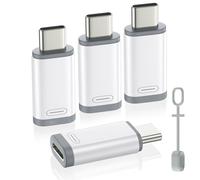 MoKo Adaptador Lightning a USB C, 4 Piezas Adaptador de iPhone a Tipo C para iPhone 16/16 Pro/15 Pro Max/15 Plus, Galaxy S24/S23, iPad, Adaptador USB C a Lightning, NO para Auriculares/OTG,Blanco+Gris