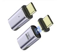 MoKo Adaptador Magnético 140W USB C, 2 PZS Adaptador Magnético Tipo-C 24 Pines con PD Carga Rápida/USB 4.0 40Gbps/8K 60Hz Video para Thunderbolt 3 MacBook Pro/Air/Steam Deck/PSVR2/ROG Ally, Recto
