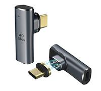 MoKo Adaptador Magnético USB-C 90 Grados, 2 PZS 24 Pines Adaptadores Magnéticos Tipo-C con Carga Rápida PD 100W USB 4.0 40Gbps Video 8K@60Hz para MacBook Pro/Air/Steam Deck/ROG Ally/PS5/PSVR 2, Plana