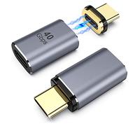 MoKo Adaptador Magnético USB-C 90 Grados, 2 PZS 24 Pines Adaptadores Magnéticos Tipo-C con Carga Rápida PD 100W USB 4.0 40Gbps Video 8K@60Hz para MacBook Pro/Air/Steam Deck/ROG Ally/PS5/PSVR 2, Recto
