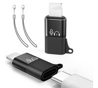 MoKo Adaptador para dji Mic Mini de USB C a Lighting, Adaptador Audio Lightning a Tipo C para iPhone 14/13/12/11/Receptor de Micrófono Inalámbrico, Soporta Carga - 2 Piezas, Negro