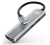 MoKo Adaptador USB C a HDMI, 3 en 1 Adaptador Tipo C a HDMI 2.0 4K@60Hz Carga Rápida PD 3.0 100W Puerto USB 3.0 Transmisión Compatible con Macbook Pro/Air, iPad Pro/Air, Galaxy S21/S20/S10, Gris